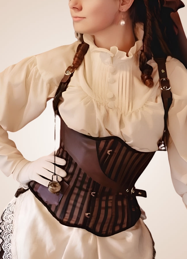 Steampunk Strips Pattern Corset - Steampunk Australia