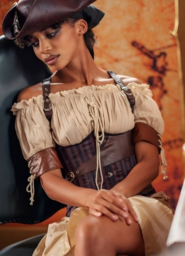 Steampunk Strips Pattern Corset - Steampunk Australia