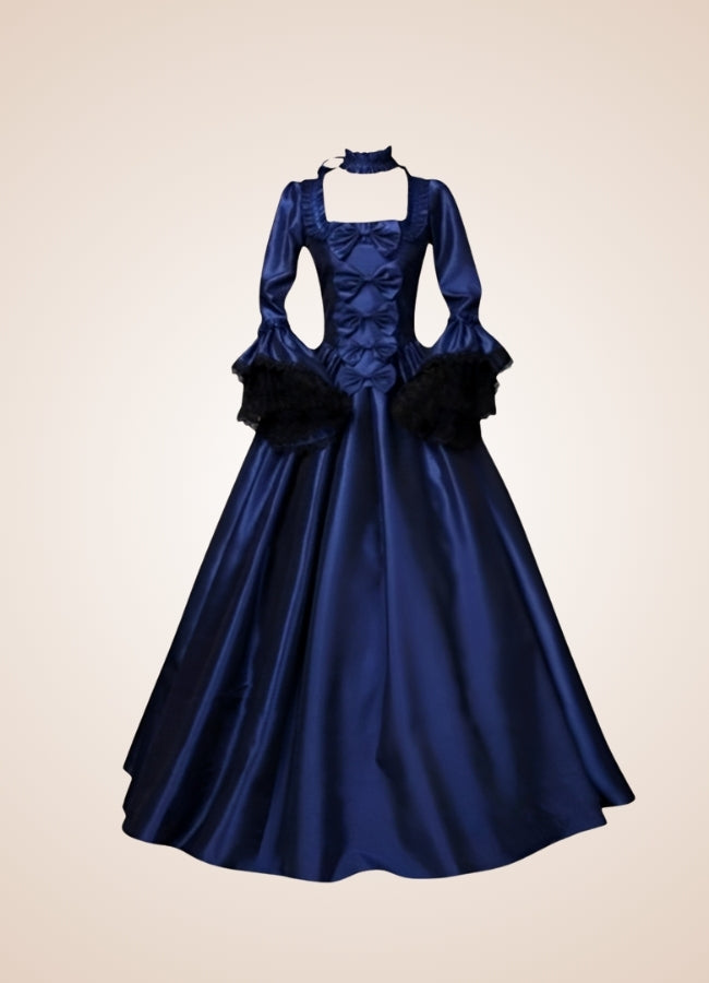 Steampunk Victoria Blue Satin Dress - Steampunk Australia
