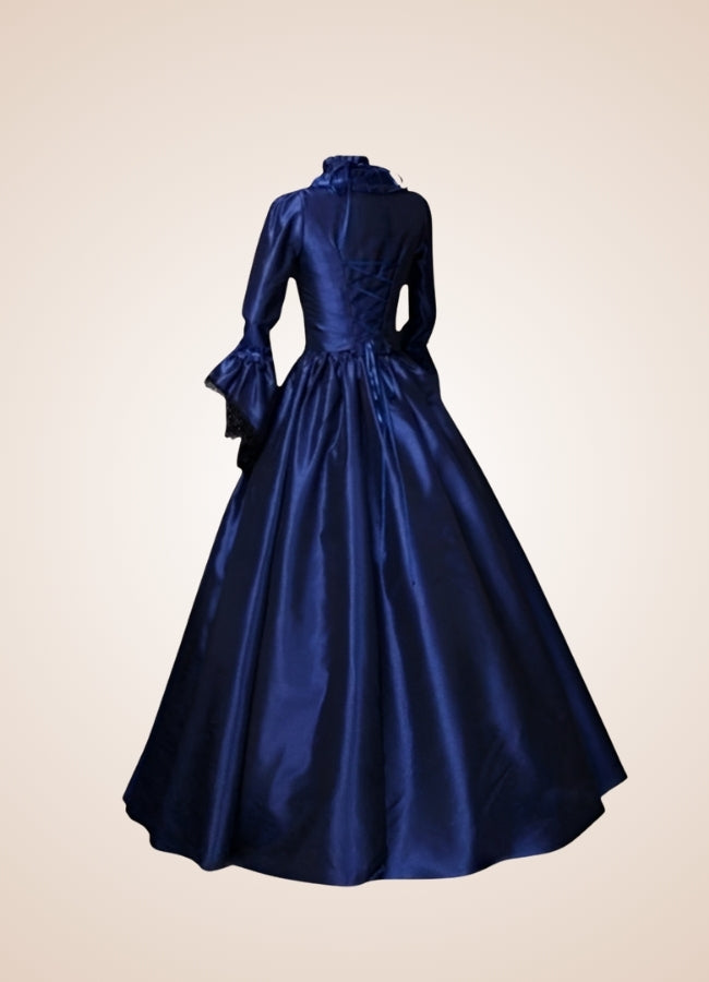 Steampunk Victoria Blue Satin Dress - Steampunk Australia