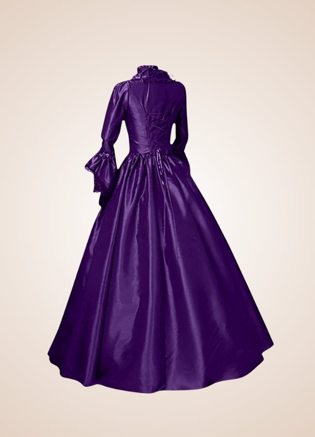 Steampunk Victoria Violet Satin Dress - Steampunk Australia