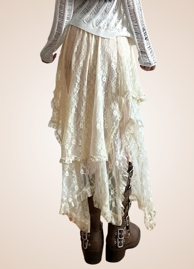 Steampunk White Asymmetrical Skirt - Steampunk Australia
