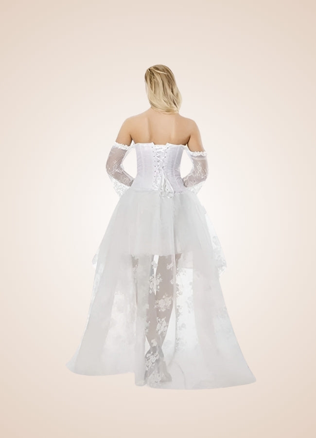 Steampunk White Long Sleeve Dress - Steampunk Australia