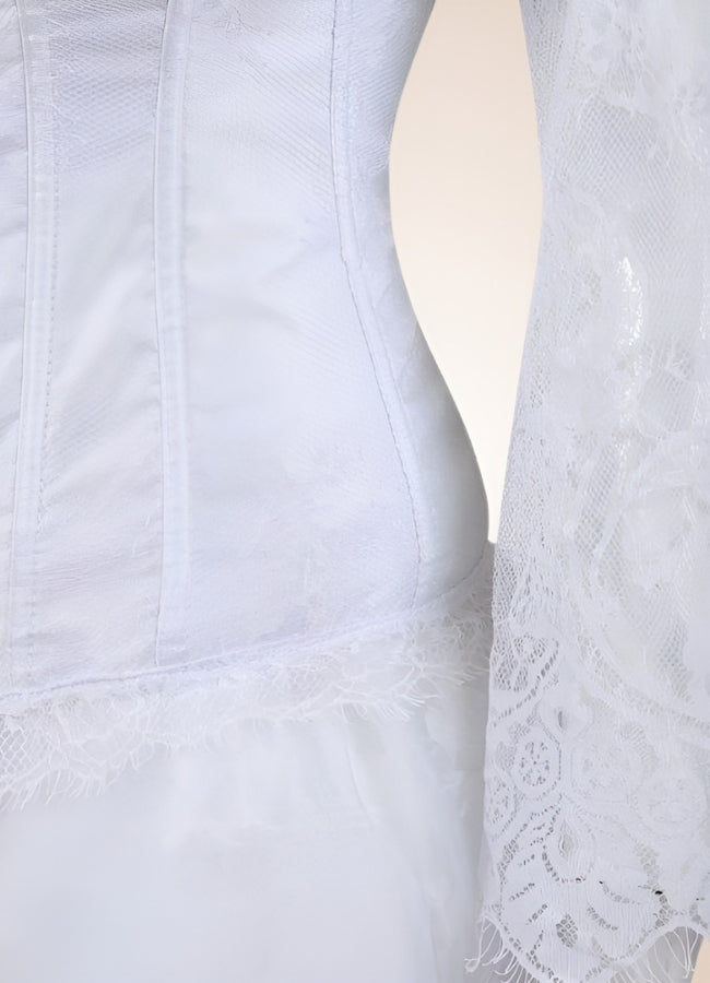 Steampunk White Long Sleeve Dress - Steampunk Australia