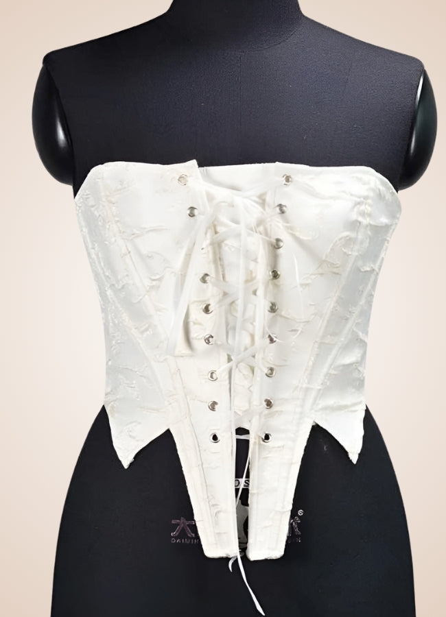 White Off Shoulder Steampunk Corset - Steampunk Australia