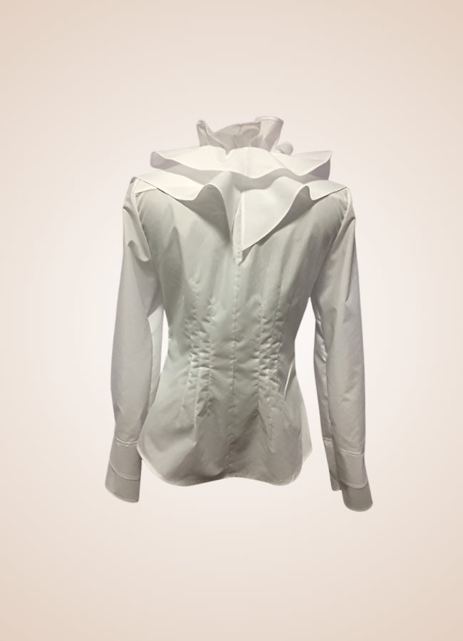 White Steampunk Ruffled Shirt - Steampunk Australia