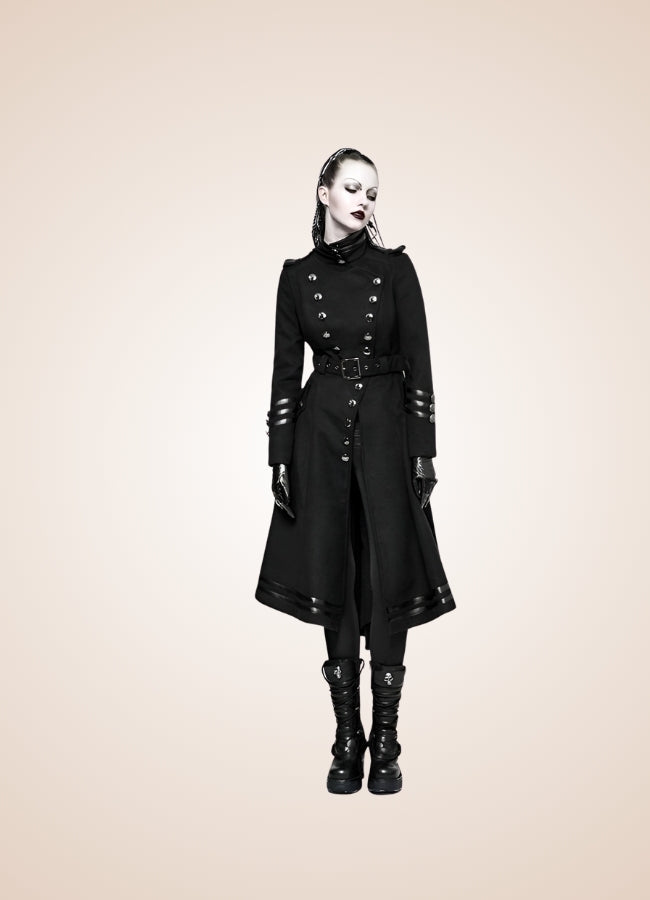 Women's Gothic Military Long Coat - Steampunk Australia