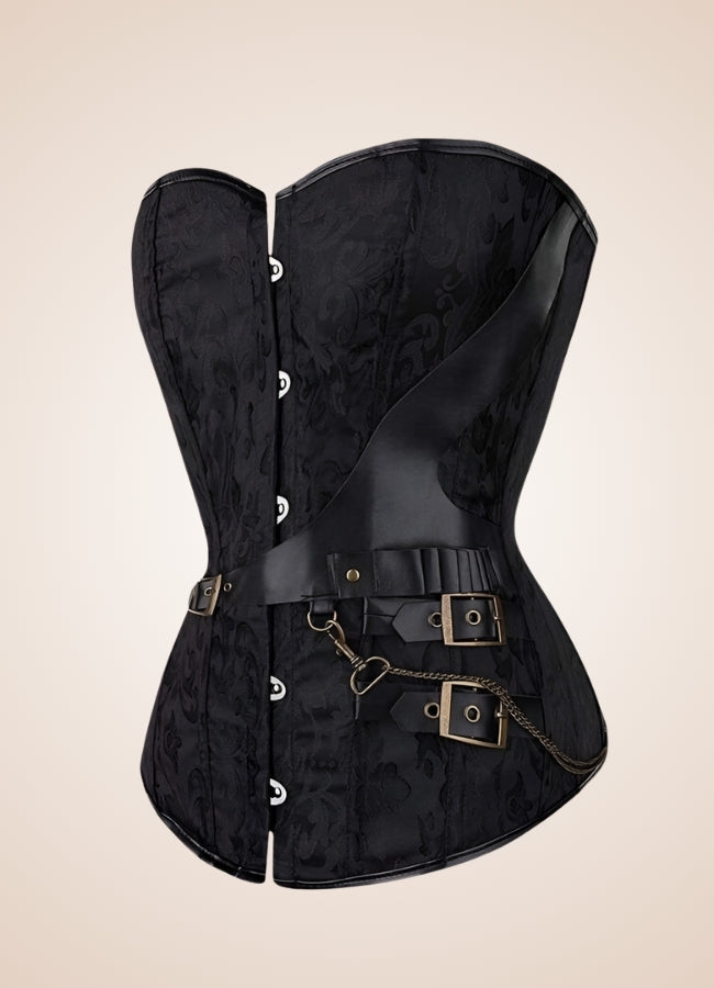 Women's Steampunk Black Overbust Corset - Steampunk Australia