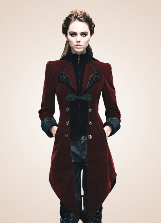 Women's Steampunk Tailcoat Burgundy - Steampunk Australia