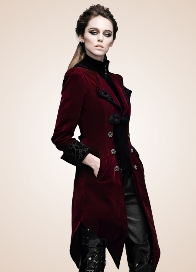 Women's Steampunk Tailcoat Burgundy - Steampunk Australia