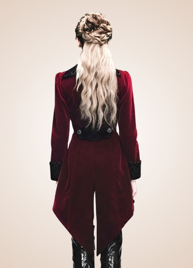Women's Steampunk Tailcoat Burgundy - Steampunk Australia