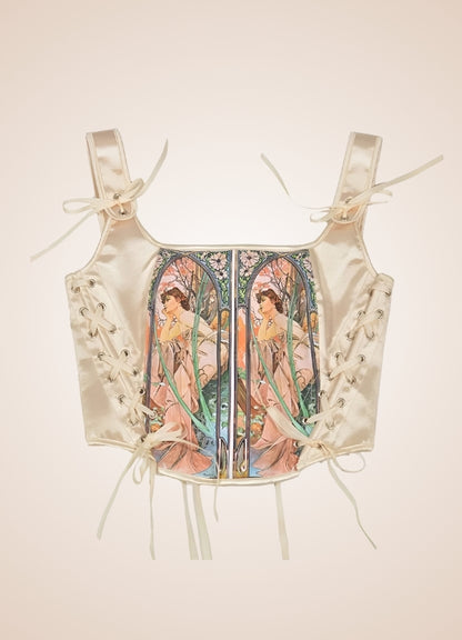 Beige Steampunk Medieval Lace Corset - Steampunk Australia