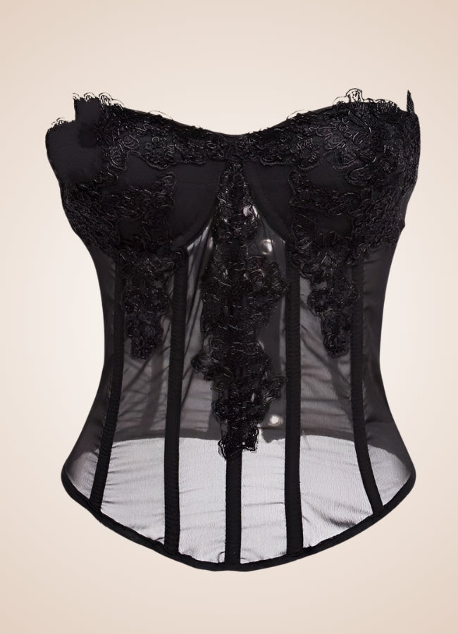 Black Floral Steampunk Corset - Steampunk Australia