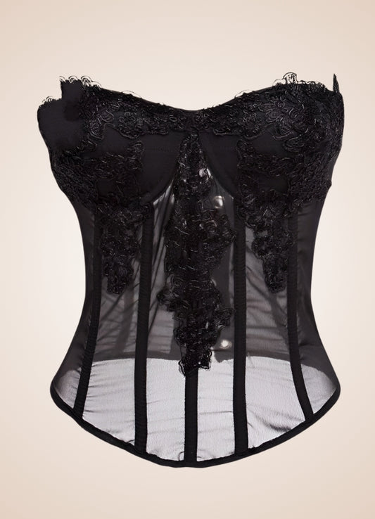 Black Floral Steampunk Corset - Steampunk Australia