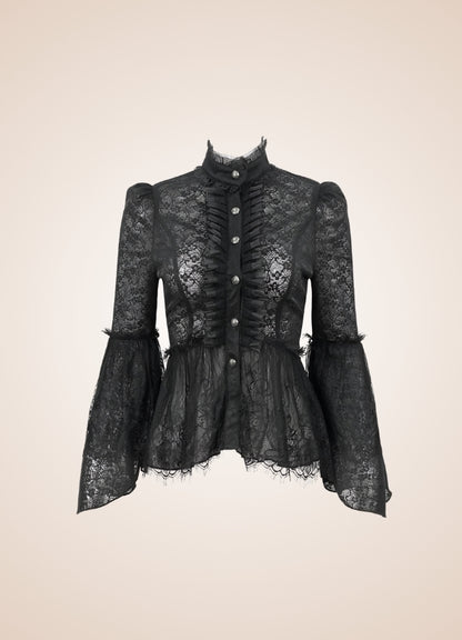 Black Gothic Long Sleeve Shirt - Steampunk Australia