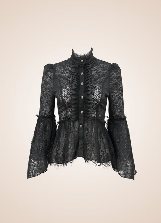 Black Gothic Long Sleeve Shirt - Steampunk Australia