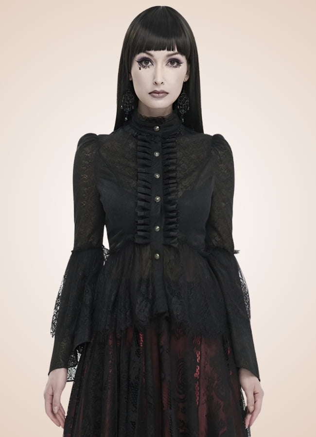 Black Gothic Long Sleeve Shirt - Steampunk Australia