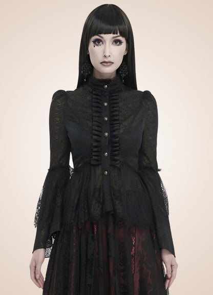 Black Gothic Long Sleeve Shirt - Steampunk Australia