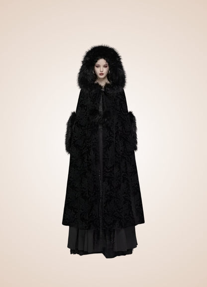 Black Gothic Women's Hooded Coat - Steampunk Australia