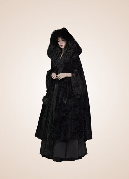 Black Gothic Women's Hooded Coat - Steampunk Australia