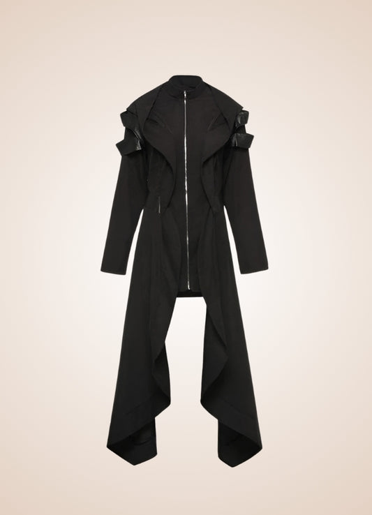 Black Gothic Women's Long Coat - Steampunk Australia