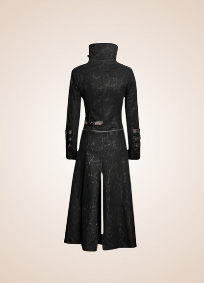 Black High Collar Trench Coat - Steampunk Australia