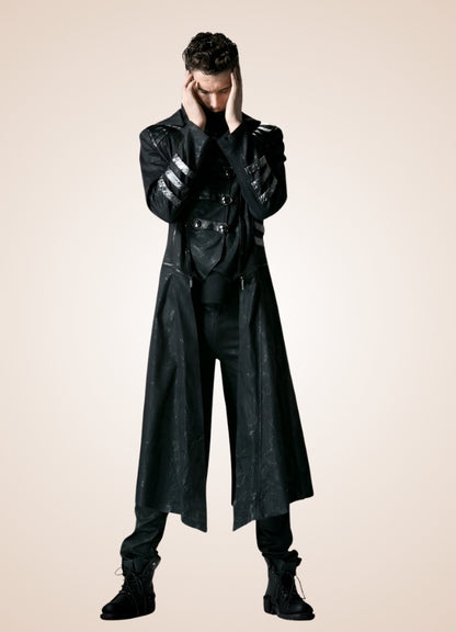 Black High Collar Trench Coat - Steampunk Australia