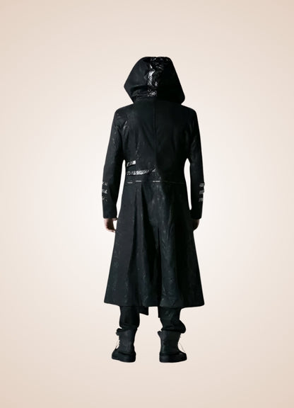 Black High Collar Trench Coat - Steampunk Australia