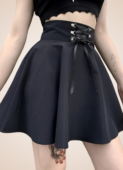 Black Lace Up Gothic Skirt - Steampunk Australia