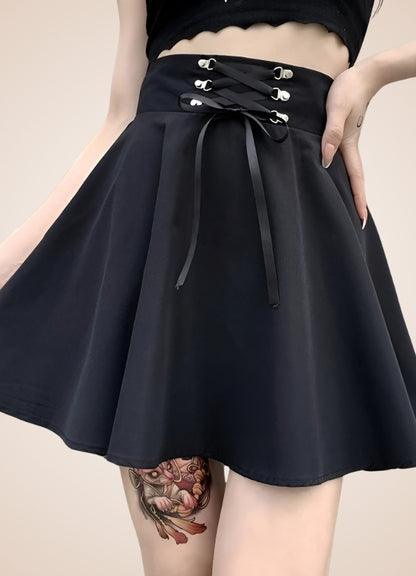 Black Lace Up Gothic Skirt - Steampunk Australia