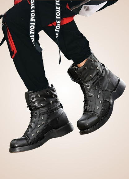 Black Leather Motorcycle Boots - Steampunk Australia