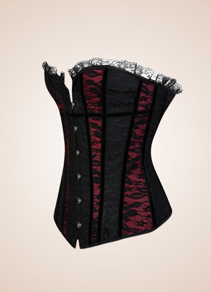 Black Red Steampunk Overbust Corset - Steampunk Australia