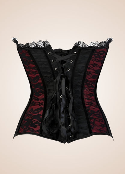 Black Red Steampunk Overbust Corset - Steampunk Australia