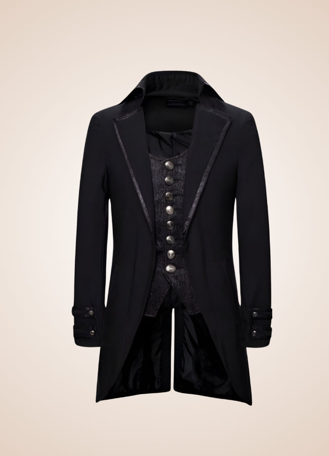 Black Redingote Steampunk Jacket - Steampunk Australia