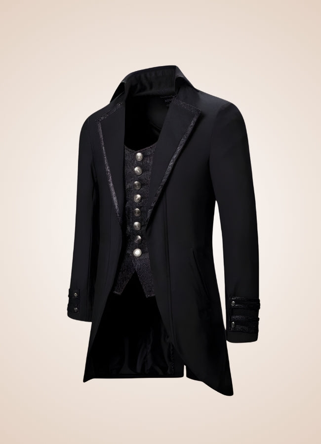 Black Redingote Steampunk Jacket - Steampunk Australia