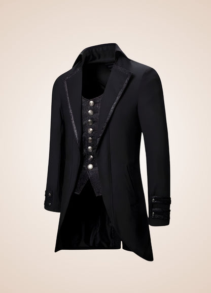 Black Redingote Steampunk Jacket - Steampunk Australia