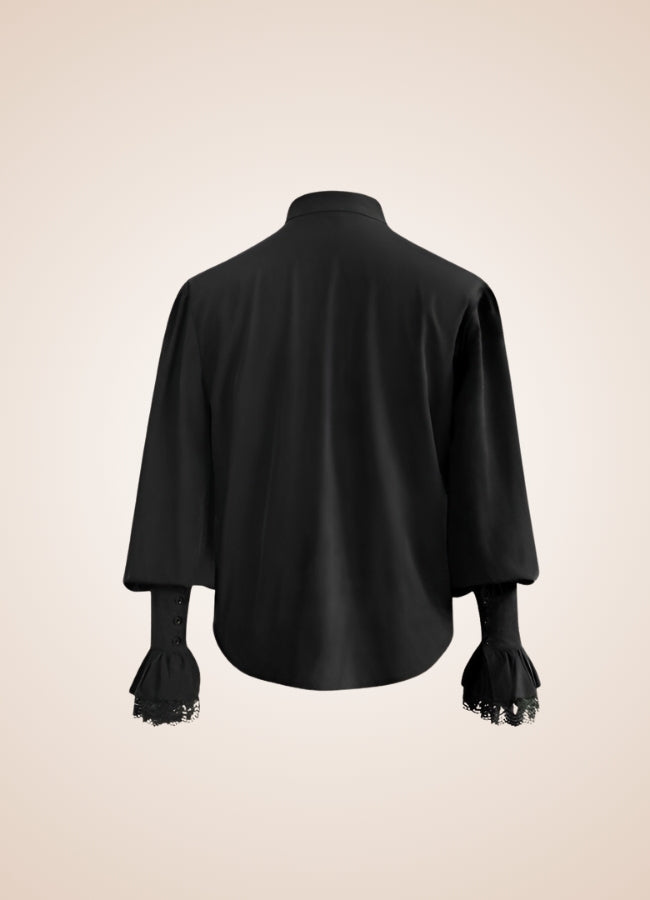 Black Ruffled Medieval Shirt - Steampunk Australia