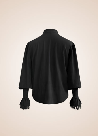 Black Ruffled Medieval Shirt - Steampunk Australia
