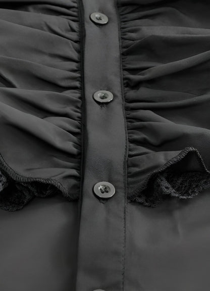 Black Ruffled Medieval Shirt - Steampunk Australia