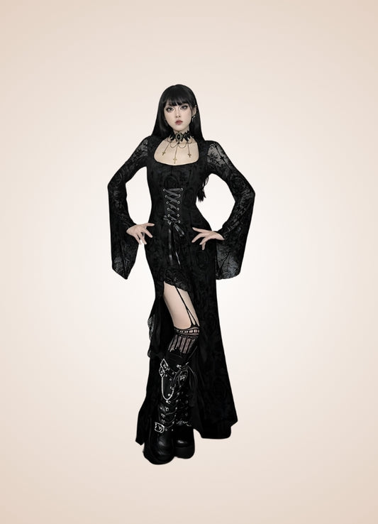 Black Steampunk Collar Corset Dress - Steampunk Australia