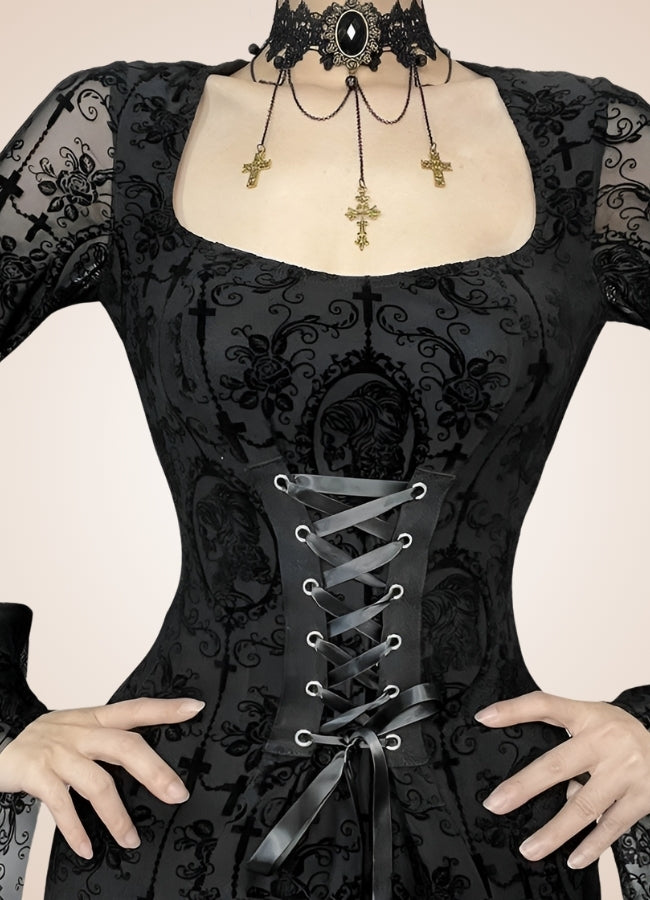 Black Steampunk Collar Corset Dress - Steampunk Australia