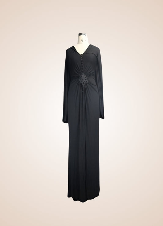 Black Steampunk Gothic Long Dress - Steampunk Australia