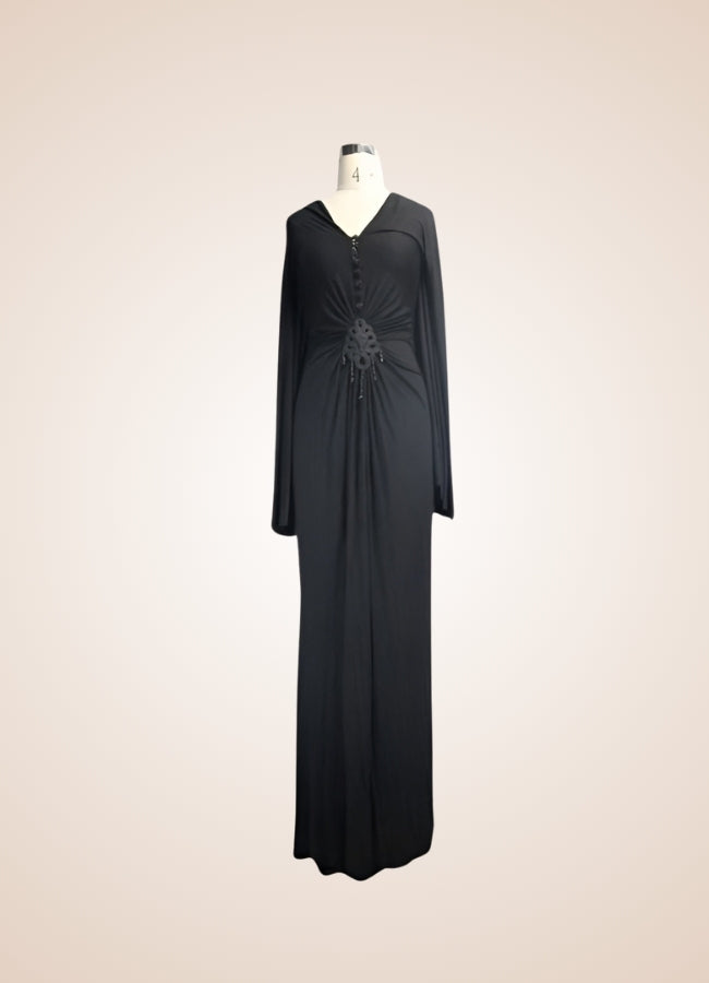 Black Steampunk Gothic Long Dress - Steampunk Australia