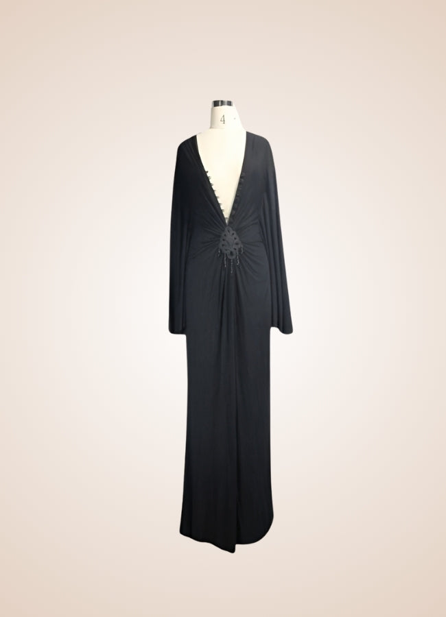 Black Steampunk Gothic Long Dress - Steampunk Australia