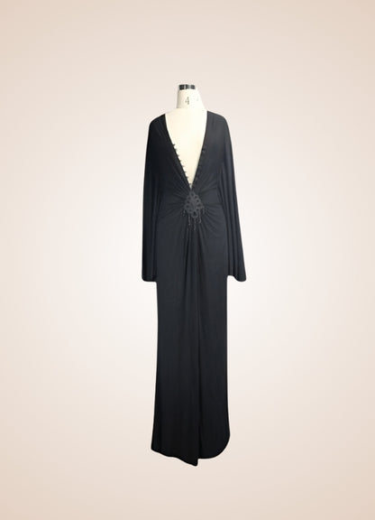 Black Steampunk Gothic Long Dress - Steampunk Australia