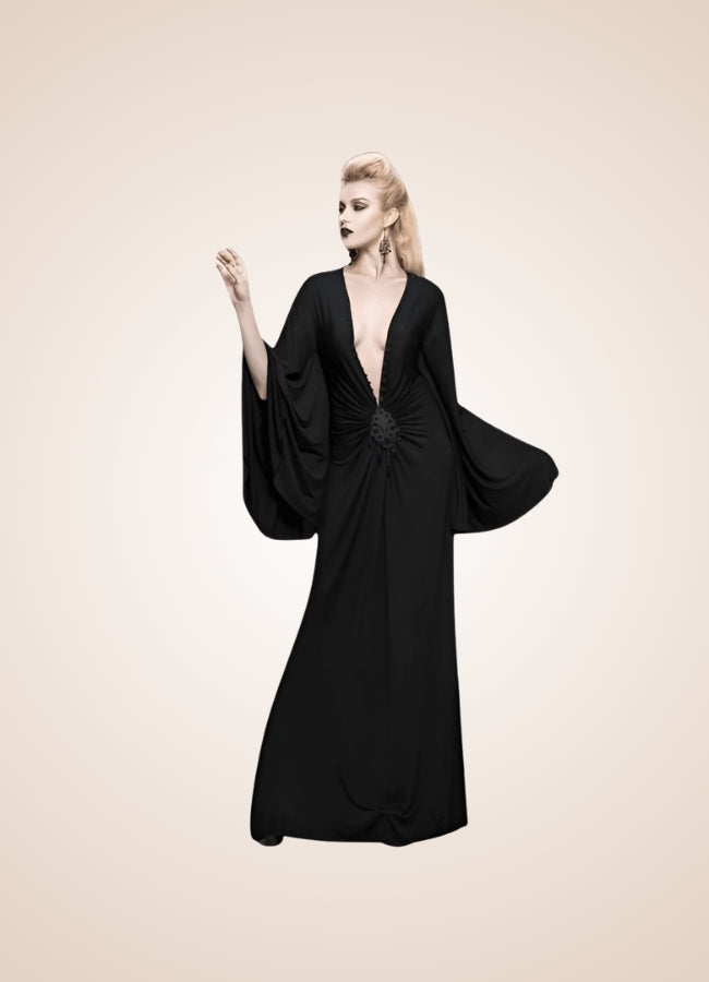 Black Steampunk Gothic Long Dress - Steampunk Australia
