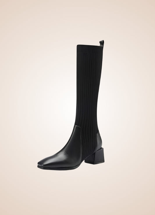 Black Steampunk Knee High Knit Boots - Steampunk Australia