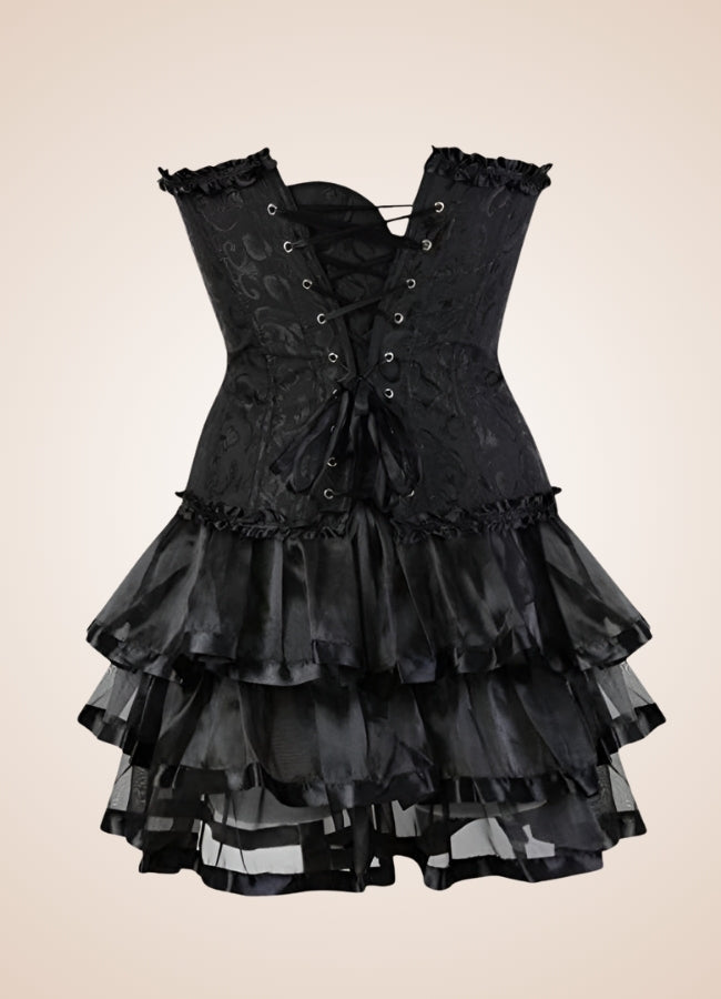 Black Steampunk Overbust Corset Dress - Steampunk Australia
