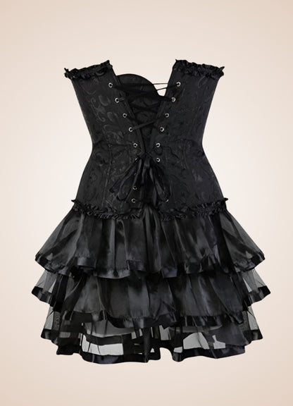 Black Steampunk Overbust Corset Dress - Steampunk Australia