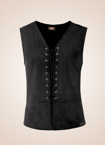 Black Suede Steampunk Flak Jacket Vest - Steampunk Australia